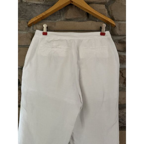 Lacoste Women’s White Linen Blend Wide Leg Cropped Pants Size 67-92 US Sz 2/4 - Picture 4 of 10